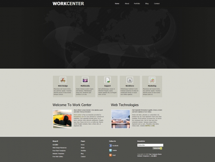 简洁大气风的商务国际网站网页模板下载