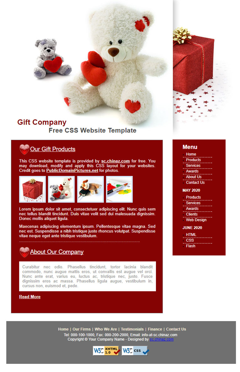清新精致风的可爱礼品公司网页模板下载