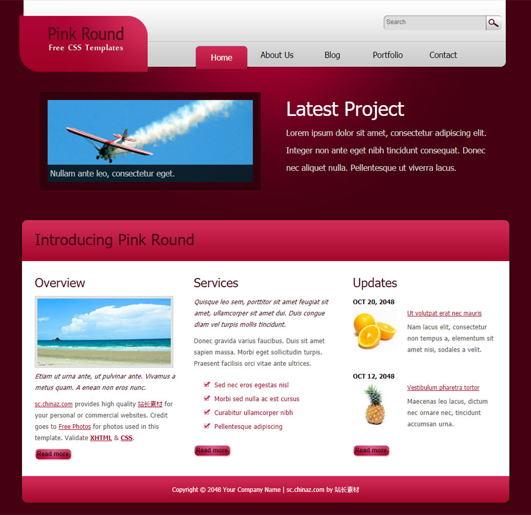粉红圆圈风的相册网站网页模板下载