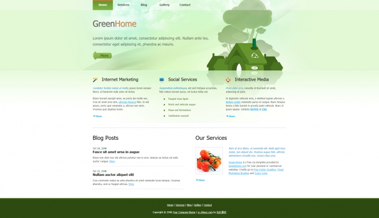 精致大气风的绿色家园企业网页模板下载