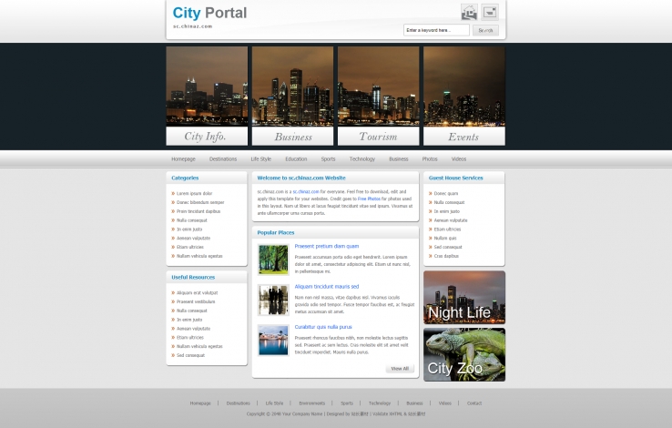 大气简洁风的城市门户网站网页模板下载