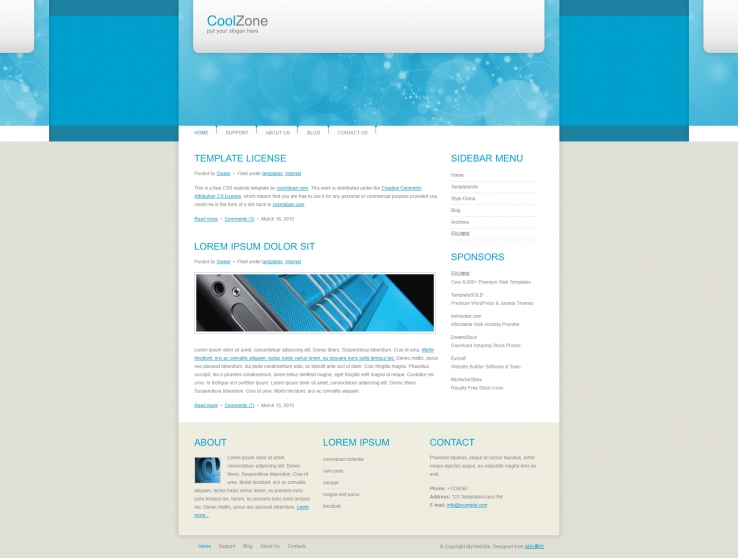 蓝色大气精致的商业网站网页模板下载