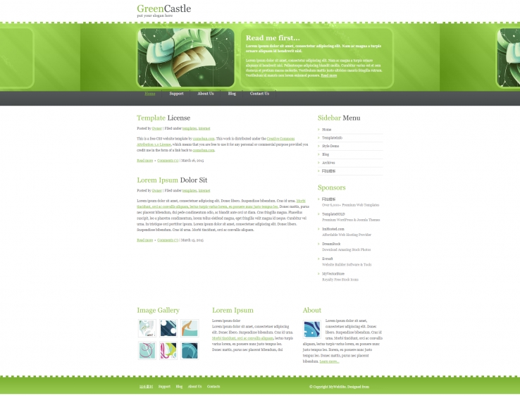 绿色精致风的博客网站网页模板下载