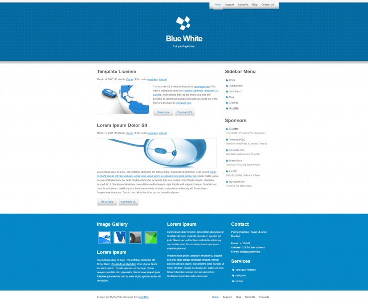 蓝色清爽简洁的企业博客网页模板下载