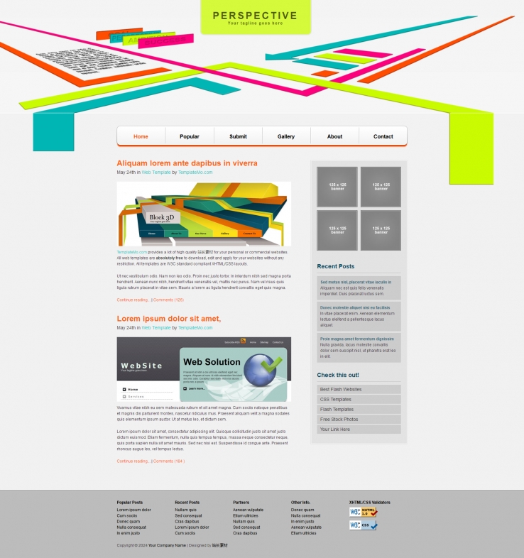 彩色创意风格的3D设计网站模板下载