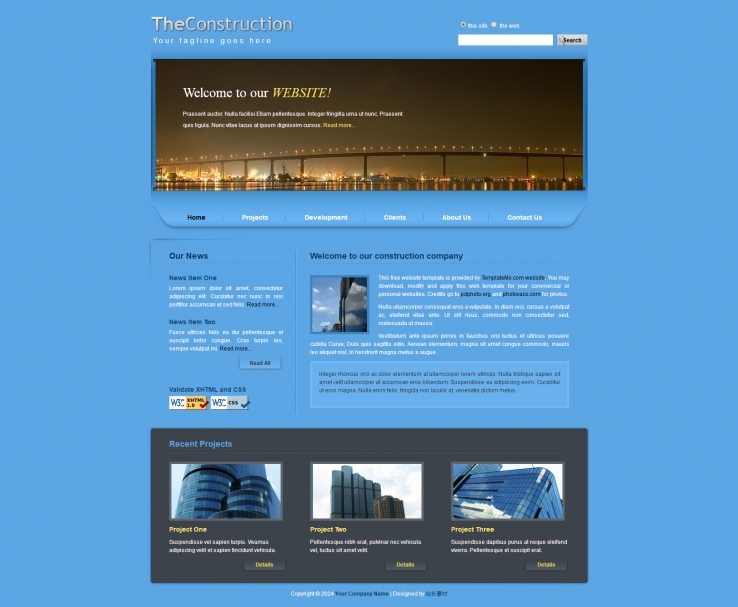蓝色大气风格的建筑工程网页CSS模板下载