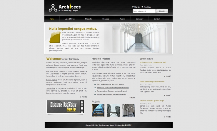 黑色简洁风格的建筑师网页CSS模板下载