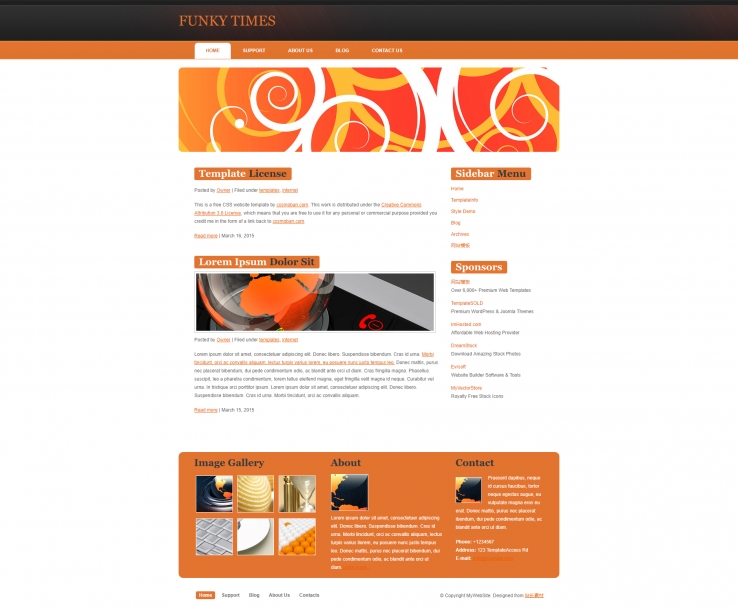 简洁精致橙色的个人博客网页模板下载