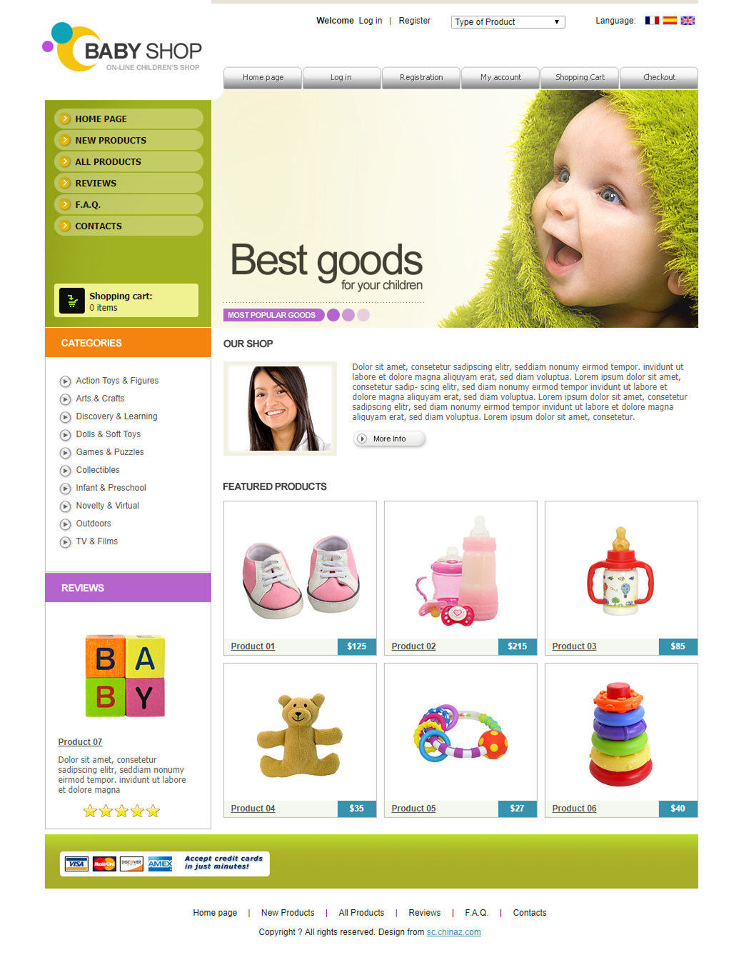 精致简洁风的婴儿用品商城网站模板下载
