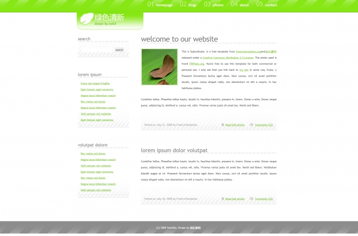 绿色清新风的企业设计网站模板下载