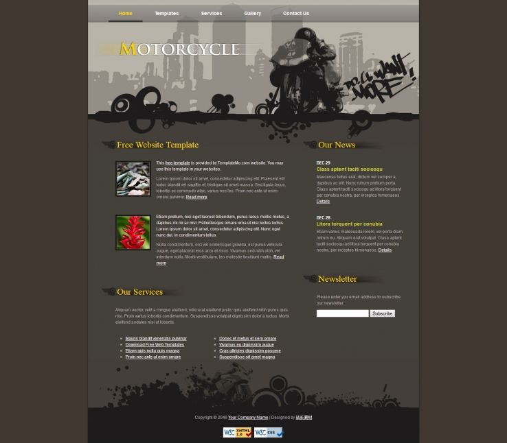 灰色大气风格的摩托车博客网页CSS模板下载