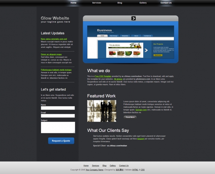 黑色大气风格的光辉画廊网页CSS模板下载