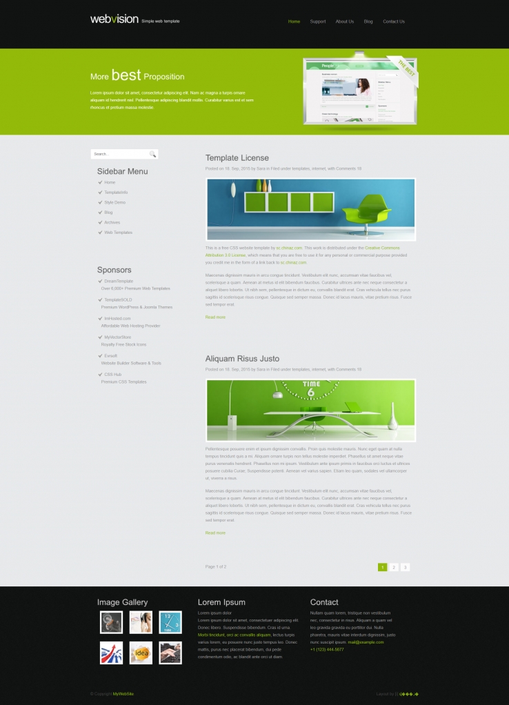 绿色简洁效果的设计企业网页模板下载