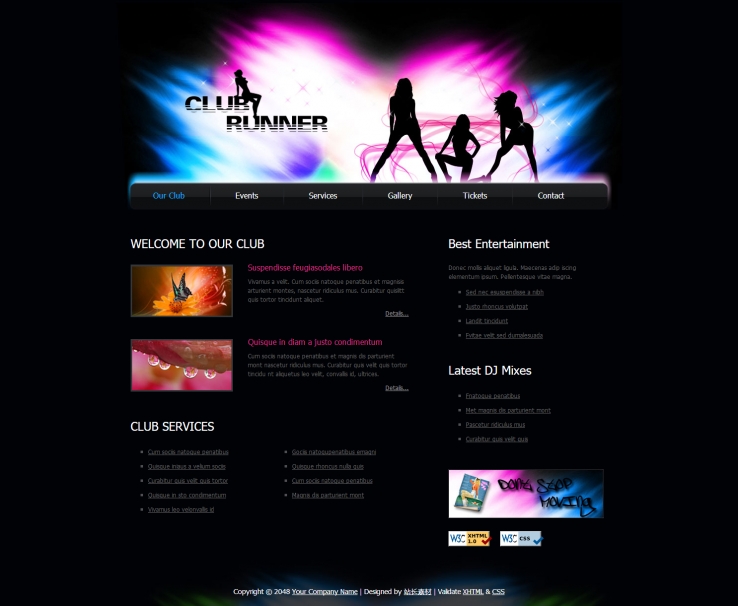 黑色炫酷风格的跑步者俱乐部网页CSS模板下载