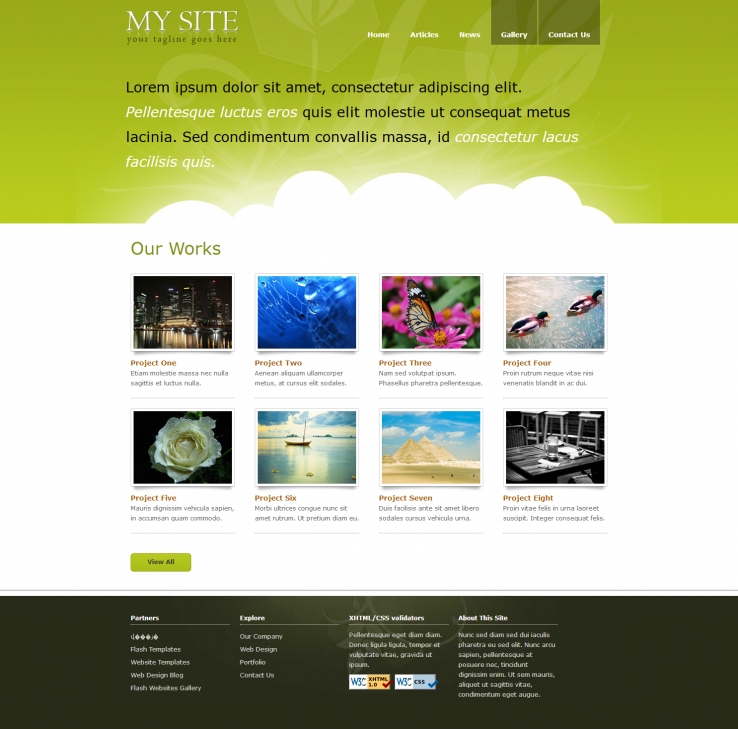 绿色简洁风格的工作细节网页CSS商务模板