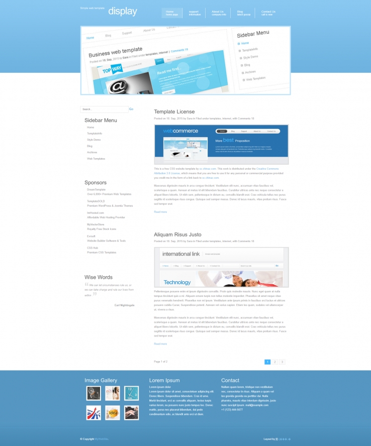 蓝色经典风的设计企业网页模板下载