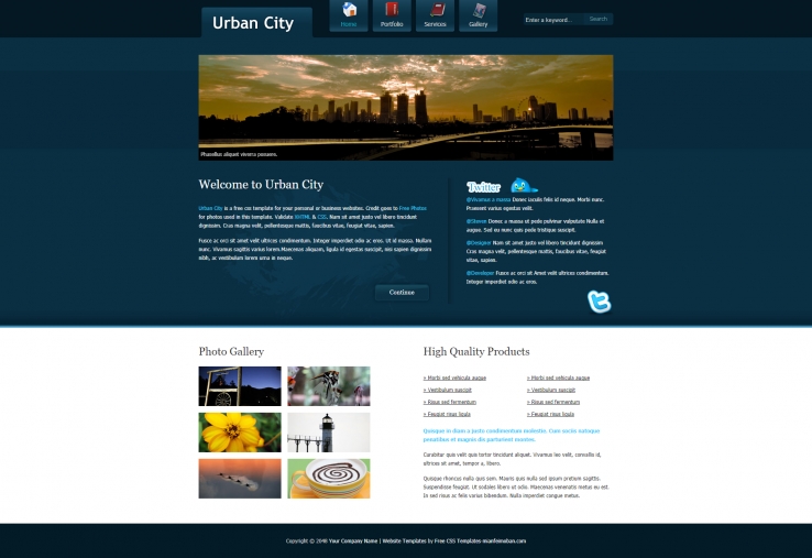简洁风的城市夜景网站网页模板下载