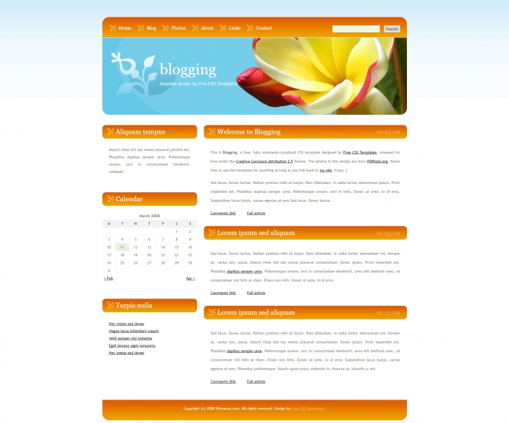 美丽花朵背景的摄影企业网站模板下载