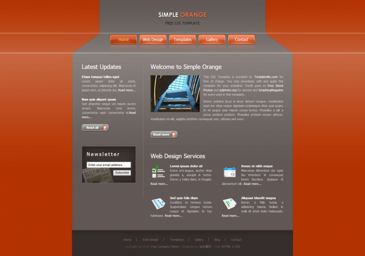 橙色大气风格的商务网页CSS模板下载