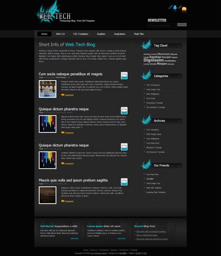 黑色个性风格的网络技术网页CSS模板下载