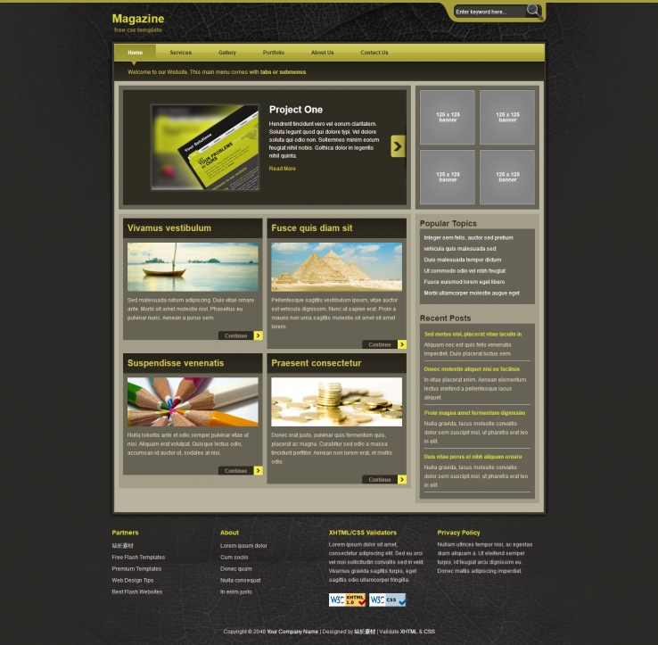 淡绿色简洁风格的杂志网页CSS模板下载