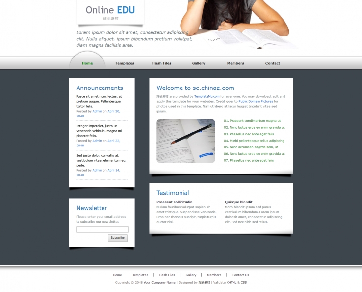 白色简洁风格的学习教育网站模板下载