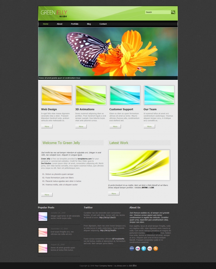 绿色简洁风格的动物主题网页CSS模板下载