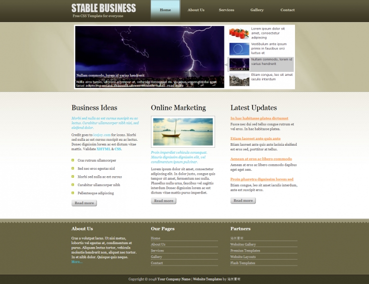 灰色宽屏风格的商业网站CSS模板