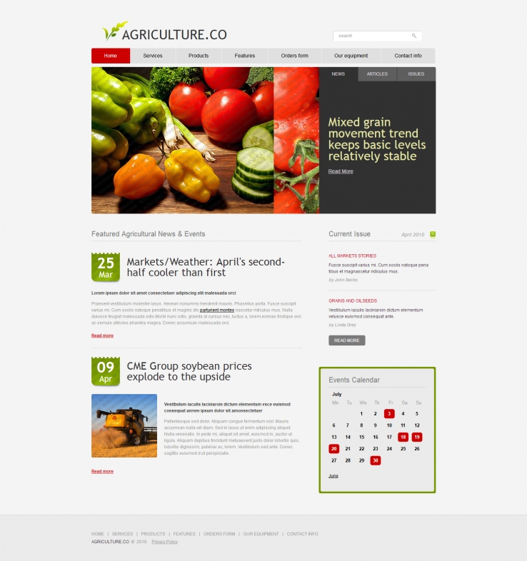 白色宽屏风格的农产品企业网站模板下载