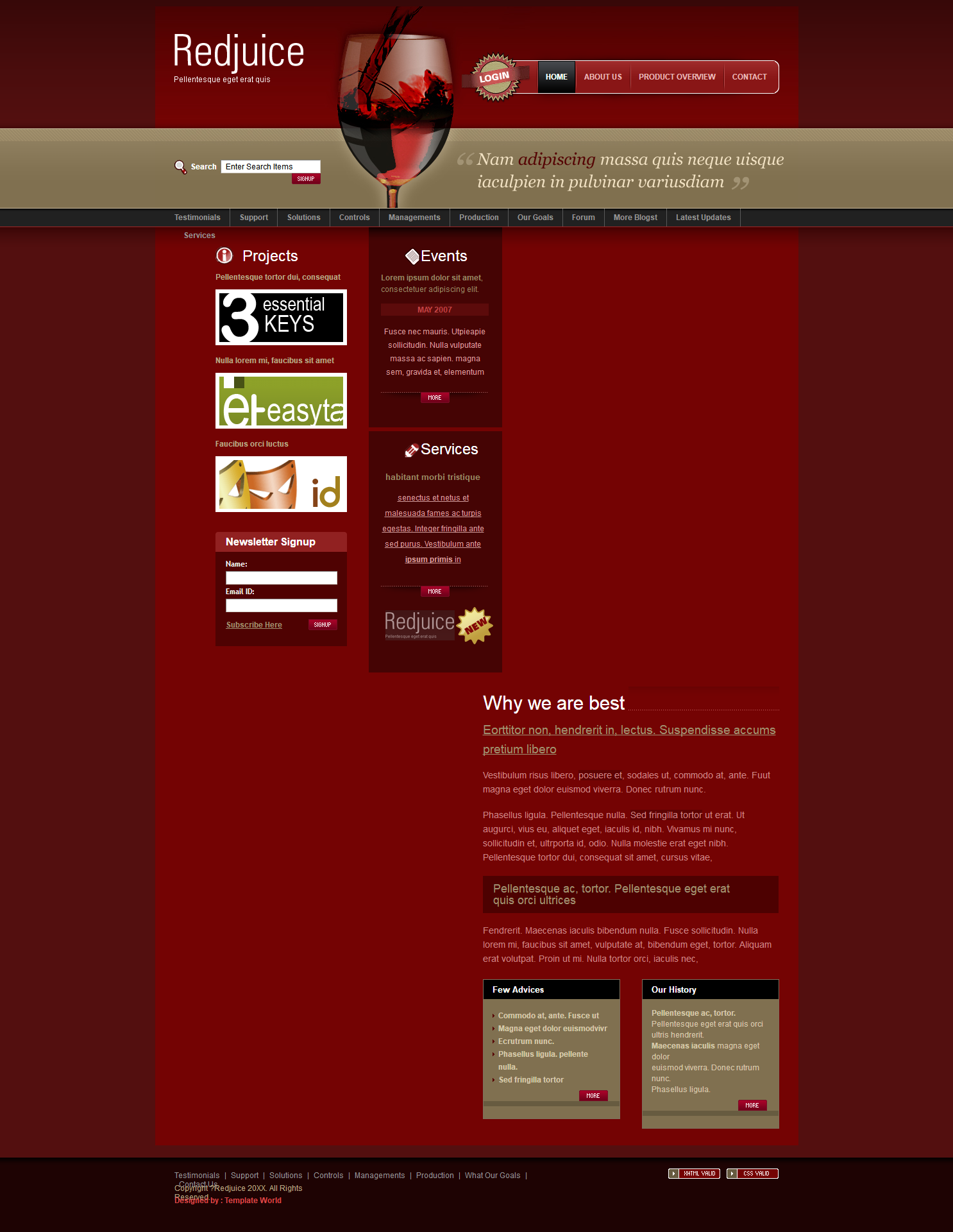 红色大气风格的红酒广告网站模板下载