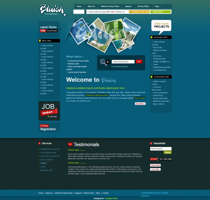 蓝色创意风格的个人主站HTML模板下载