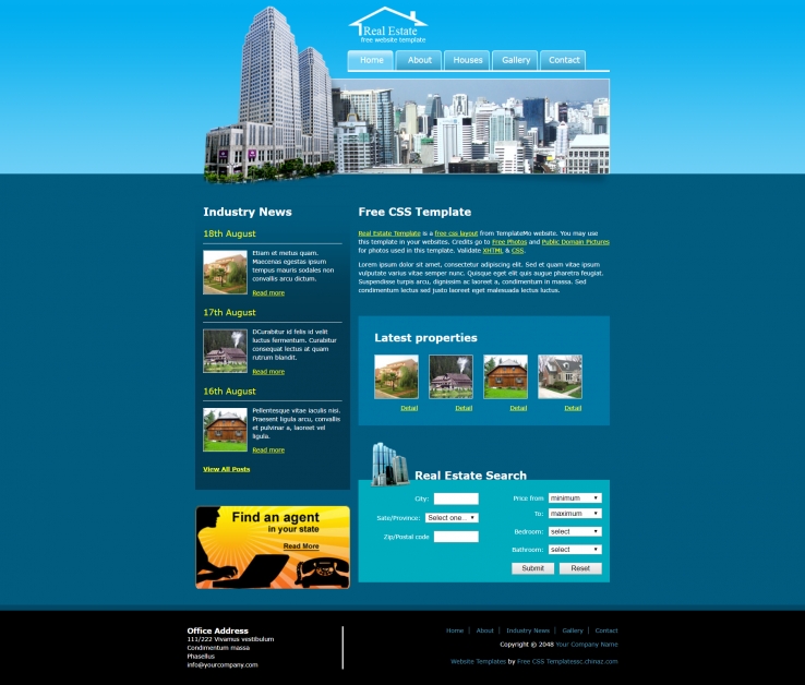 清爽简洁风的地产行业网站网页模板下载