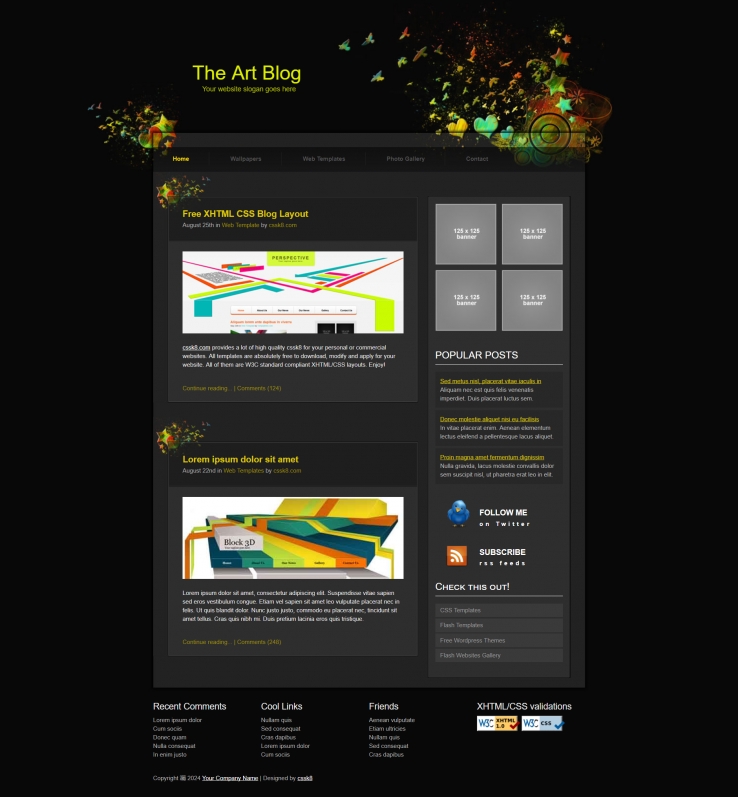炫酷黑色精致的艺术设计网站模板下载