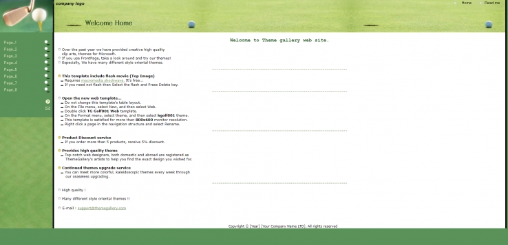 简洁绿色风的欧美高尔夫网站模板下载