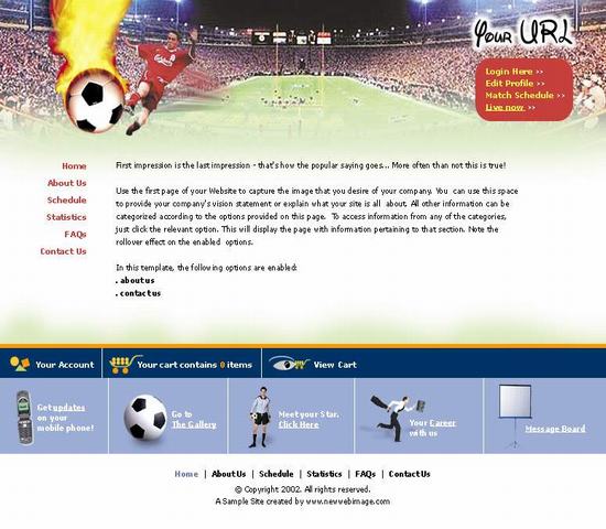 清新精致风格的足球赛场网站模板下载
