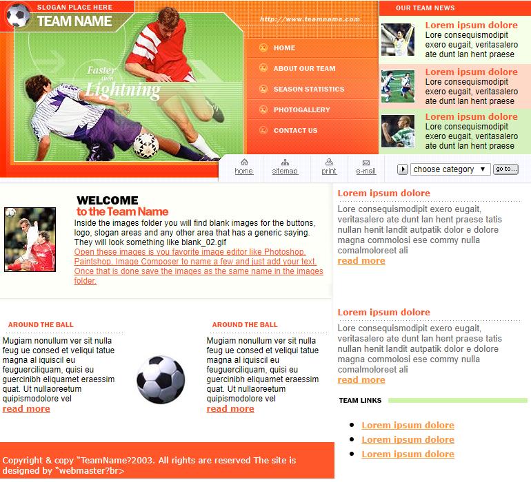 简洁红色大气风的足球竞技网站模板下载