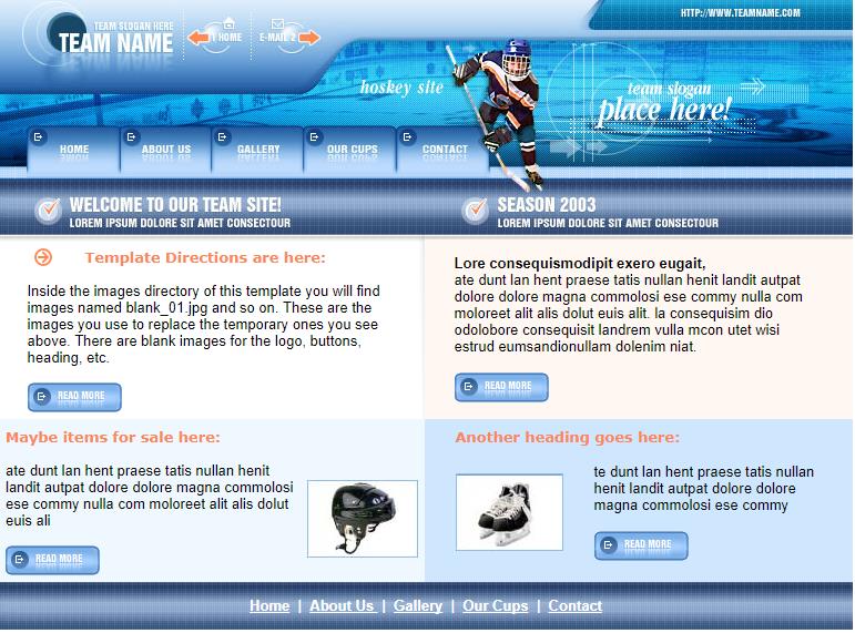 蓝色清新风格的体育网站模板下载