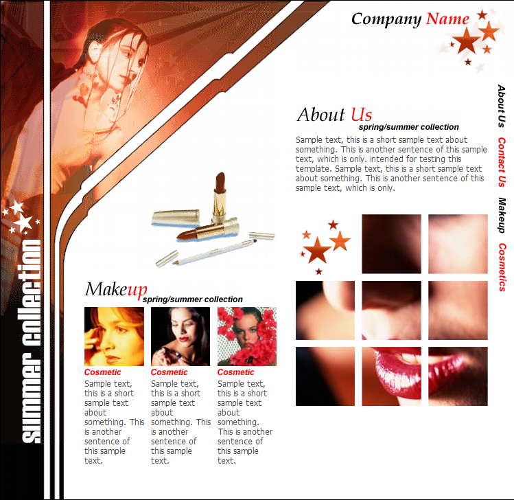 红色精美风格的女性唇膏网站模板下载