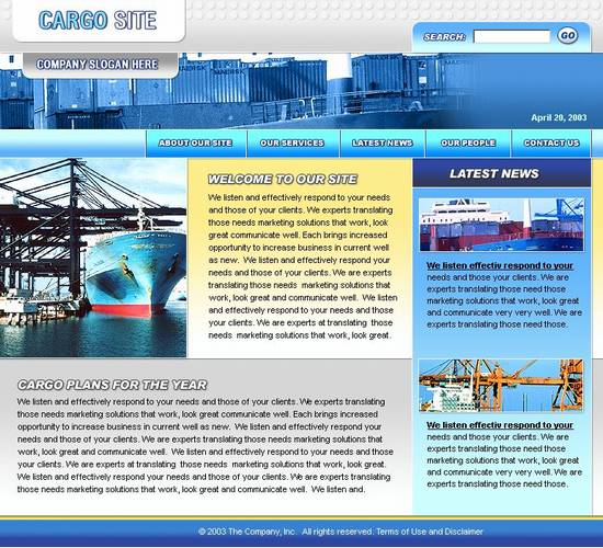 实用蓝色风格的船舶公司企业网站模板