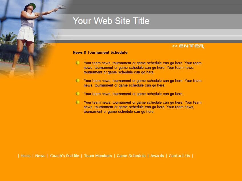 橙色大气风格的网球运动网站模板下载