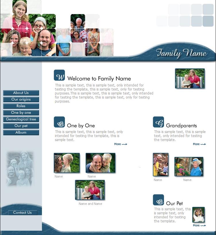 蓝色简洁风格的欧美家庭网站模板下载