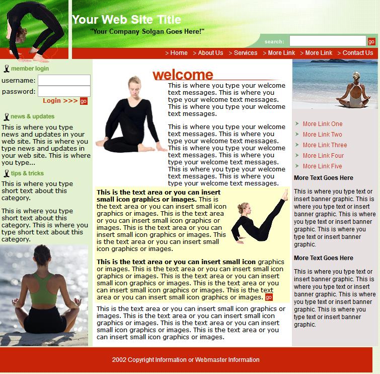 红色扁平化风格的瑜伽网站模板下载