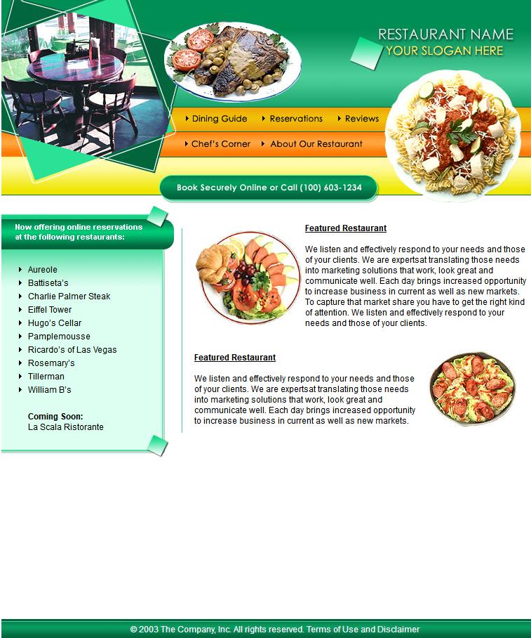 绿色创意风格的餐馆食物网站模板下载