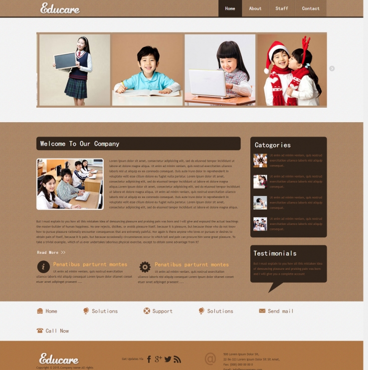 棕色可爱型的教育行业网站模板下载