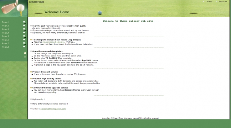 青绿色风格的高尔夫网站模板下载