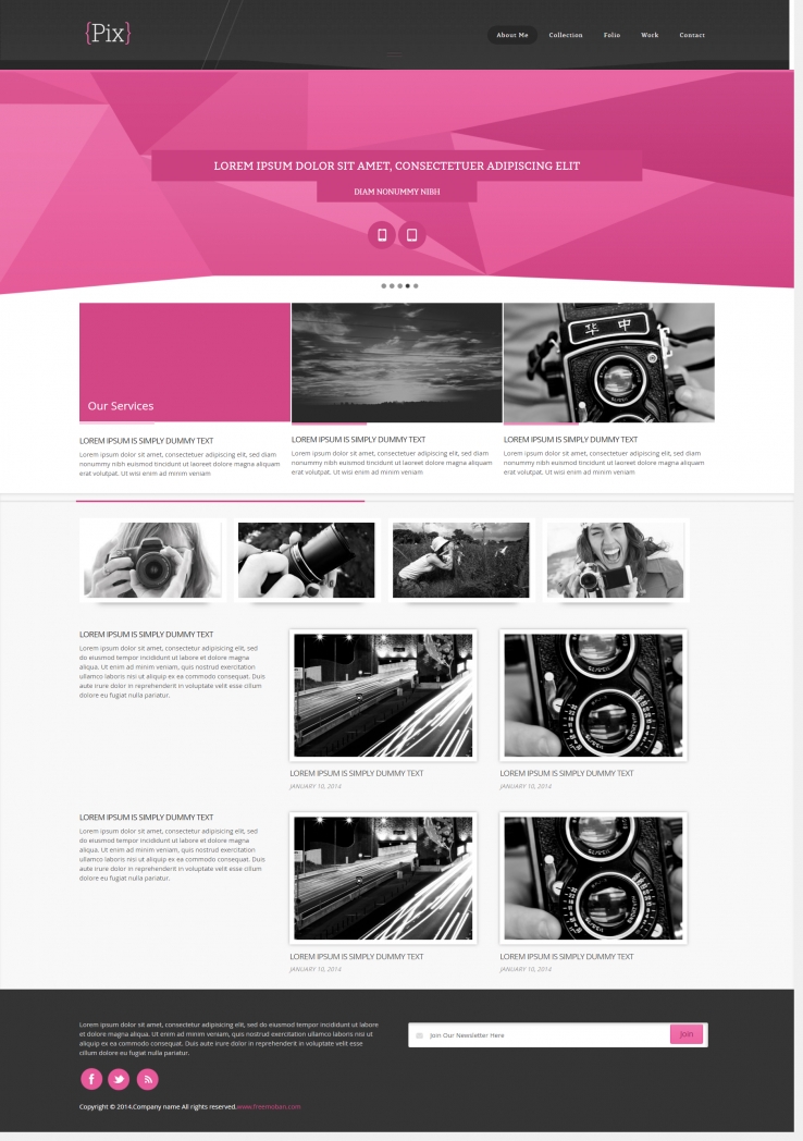紫色精致风的相机数码产品网站模板下载