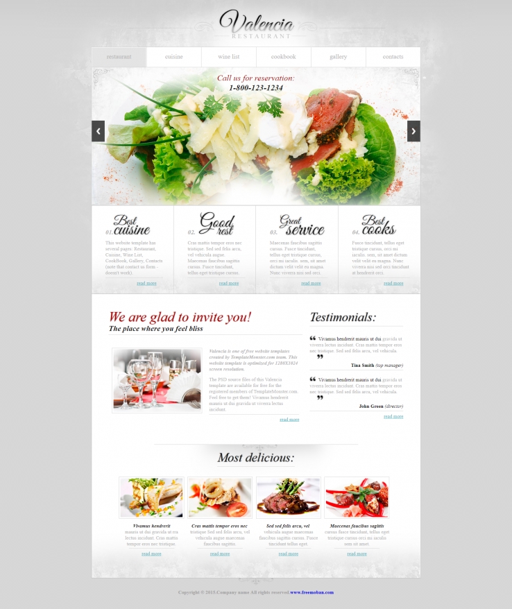 唯美简洁效果的餐饮行业网站模板下载