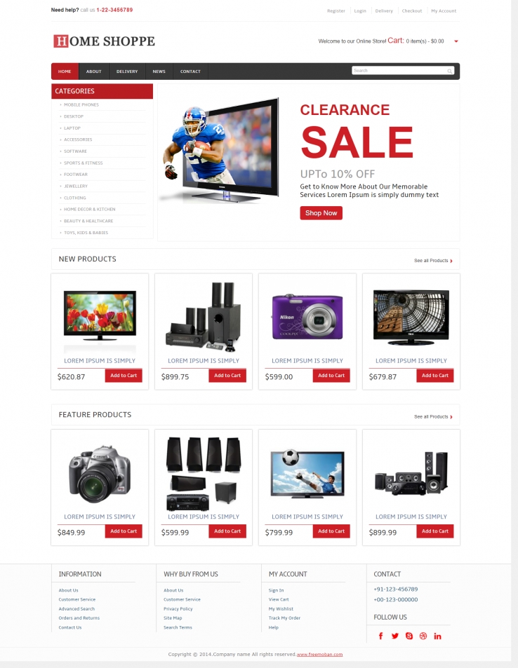 黑色简洁精致的电器电子商务网站模板下载