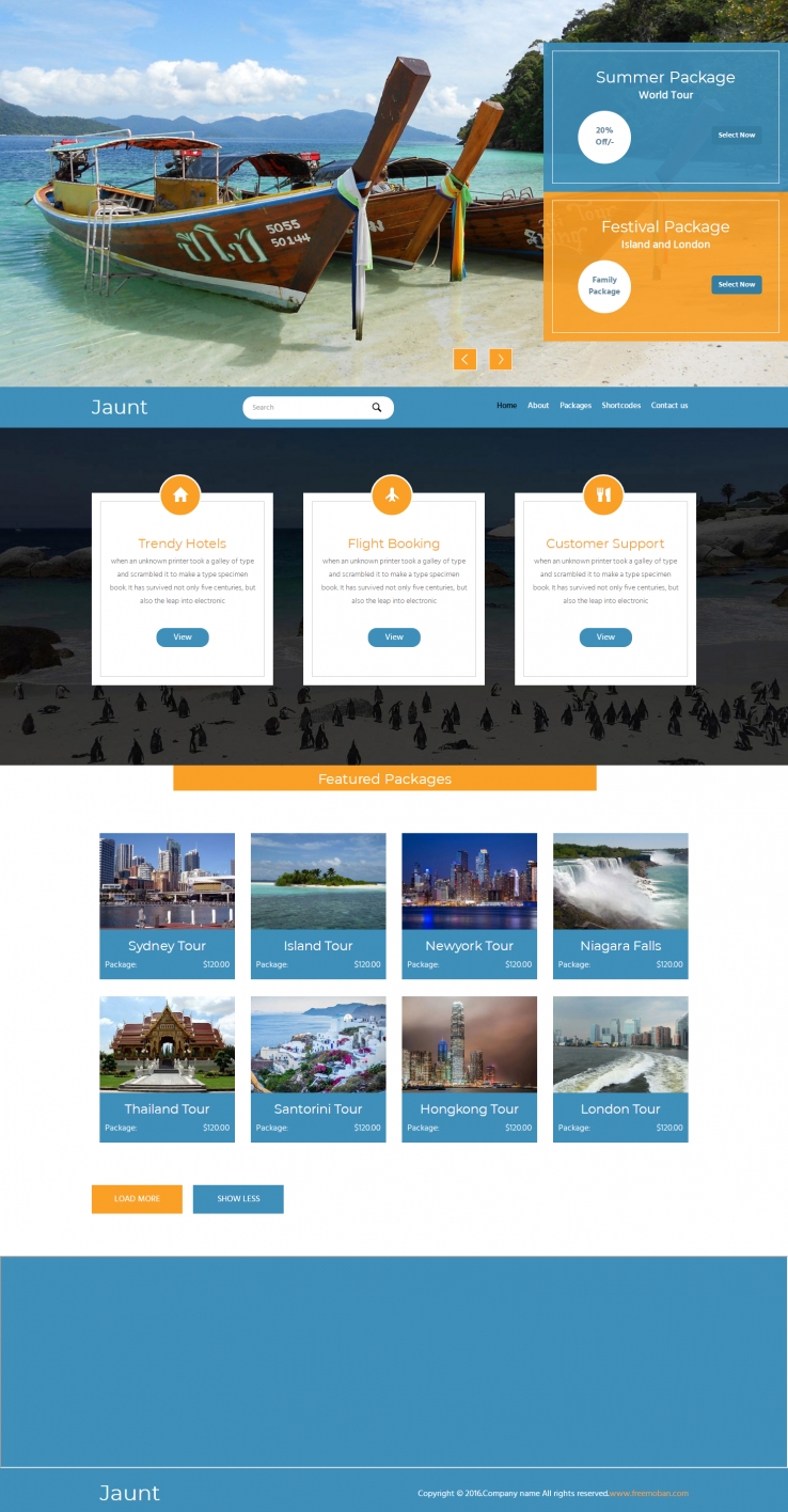 蓝色大气风格的海岛旅游网站模板下载