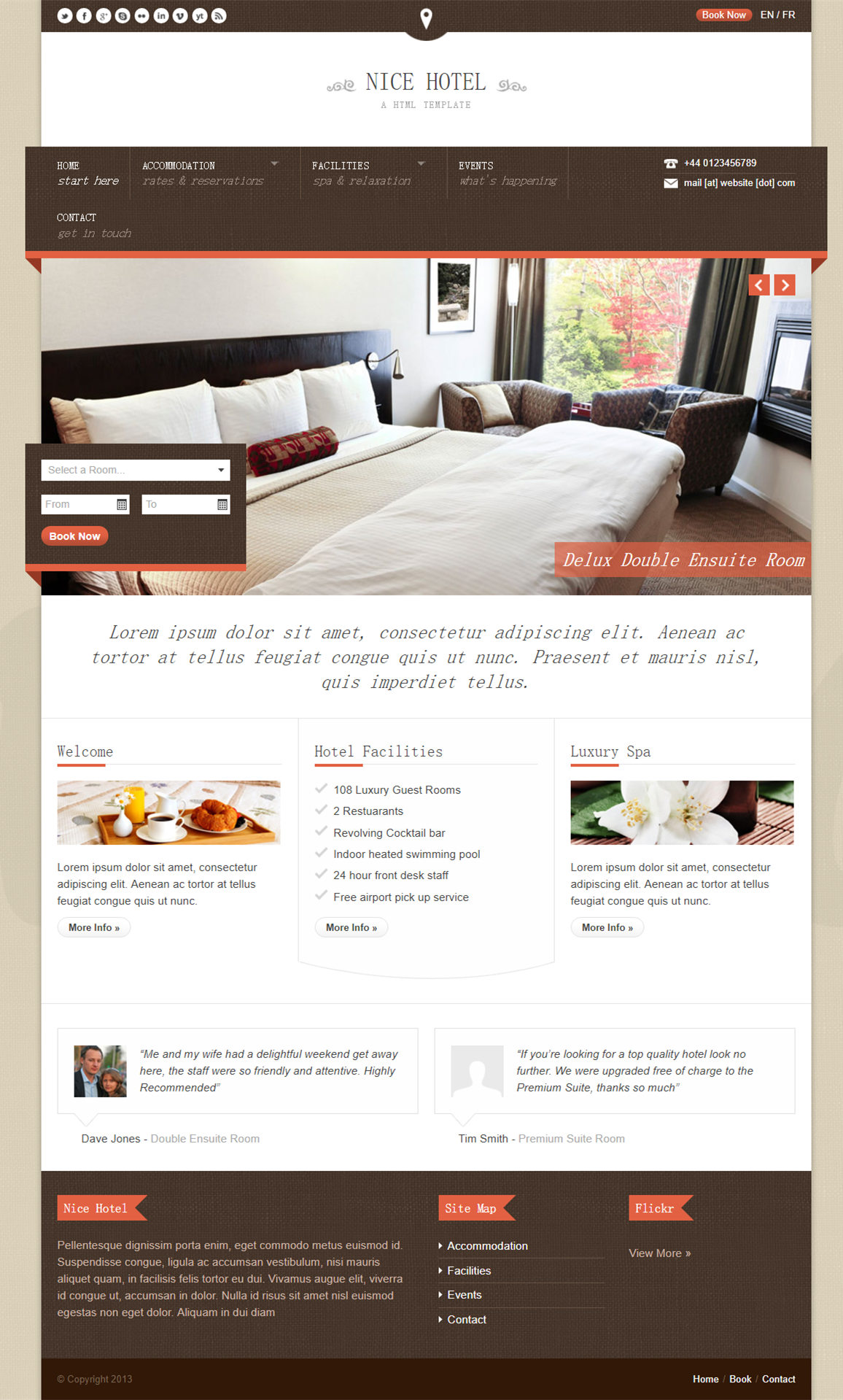 橙色精致简洁的酒店旅馆行业网站模板下载